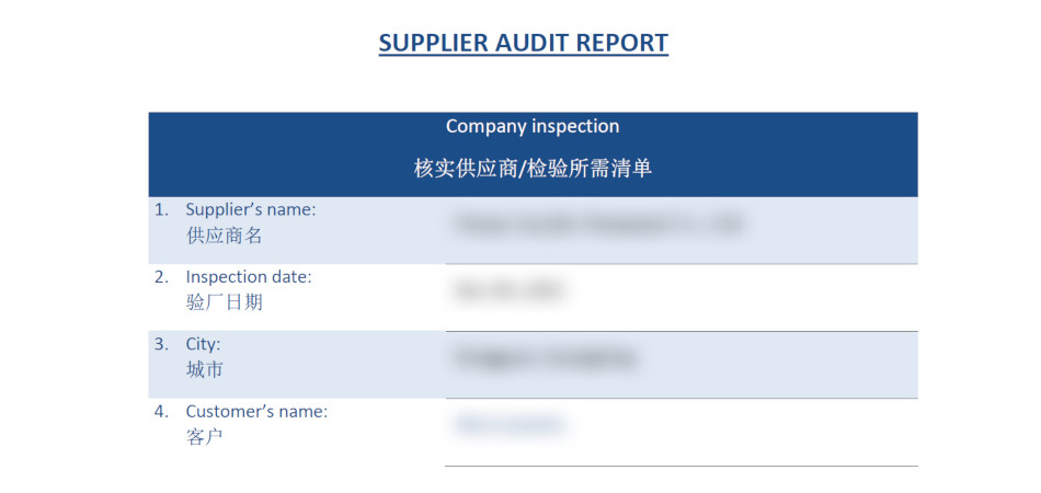Screenshot of a supplier audit report