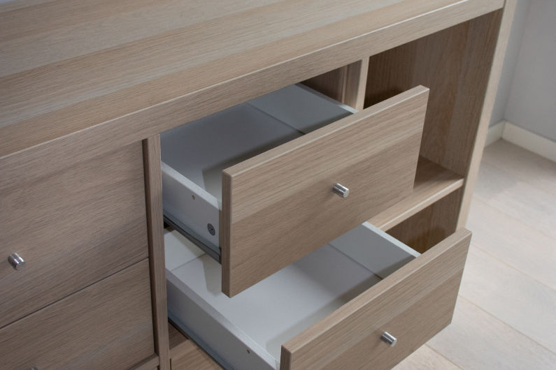 Dresser with drawers open