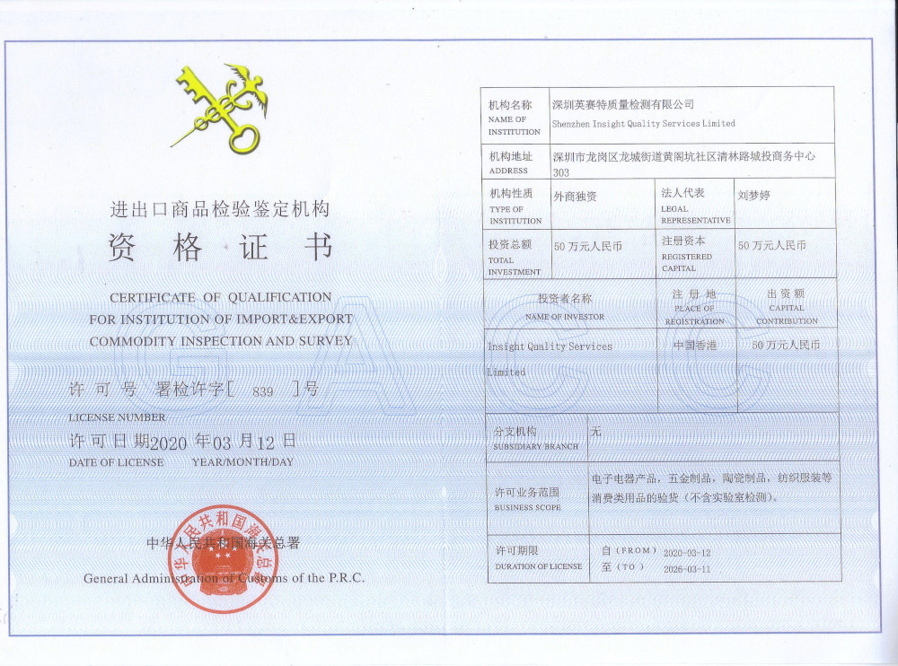 P.R.C. Accreditation Certificate