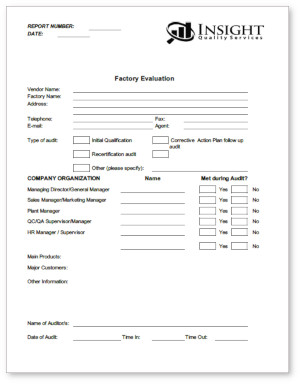 Factory Audit Checklist