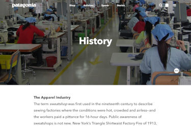 Patagonia CSR page with a title that says 