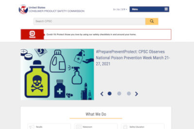 Screenshot of U.S. CPSC Website