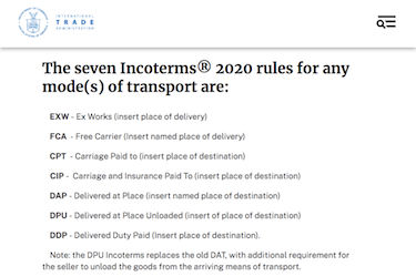 Screenshot from International Trade Administration website